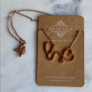 Stethoscope rose gold necklace